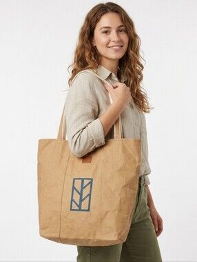 Out Of The Woods Sahara Tan Blue Classic Iconic Shopper Tote Bag Washable Paper